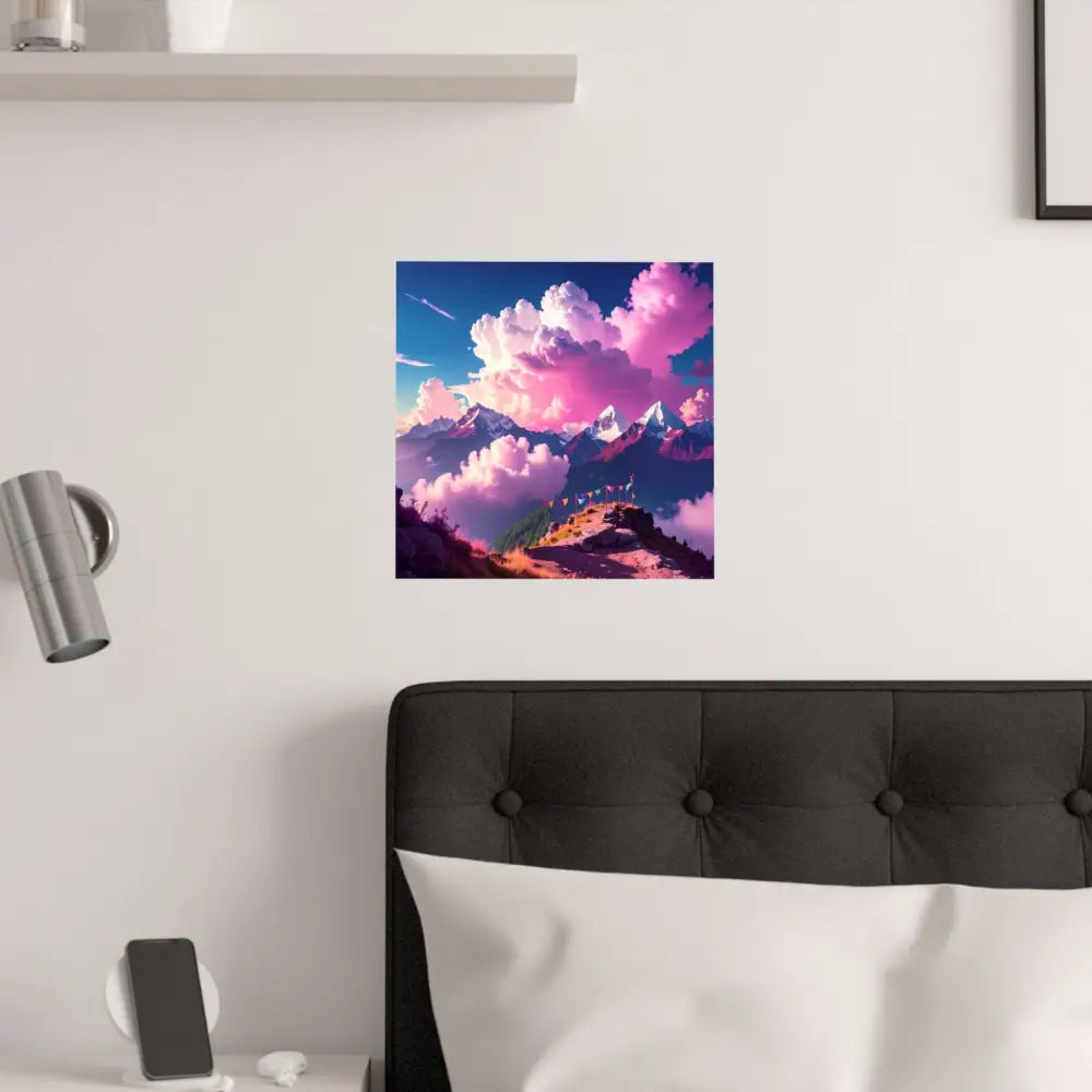 Himalayan Dreamscape: Ethereal Mountain Panorama Surreal Alpine Illumination Poster Poster