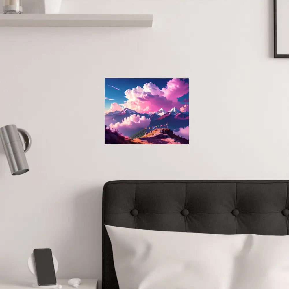 Himalayan Dreamscape: Ethereal Mountain Panorama Surreal Alpine Illumination Poster Poster