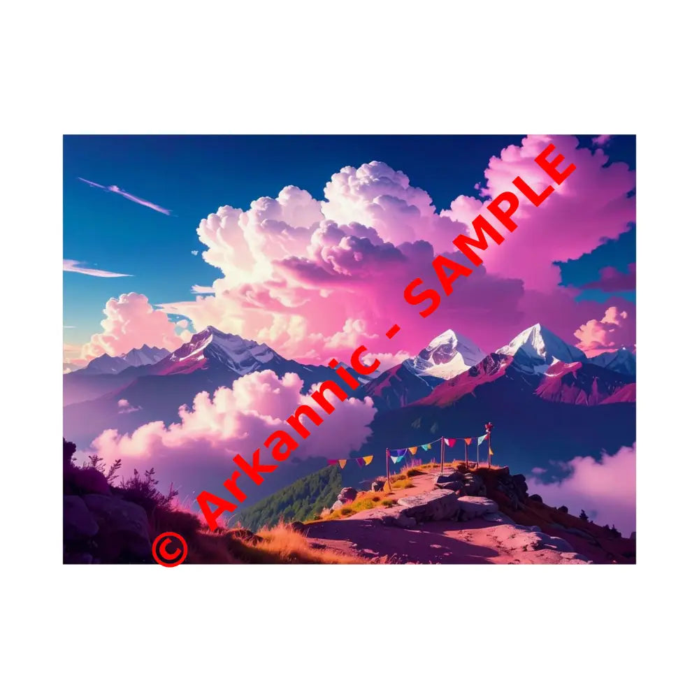 Himalayan Dreamscape: Ethereal Mountain Panorama Surreal Alpine Illumination Poster 24″ x 18″ Poster
