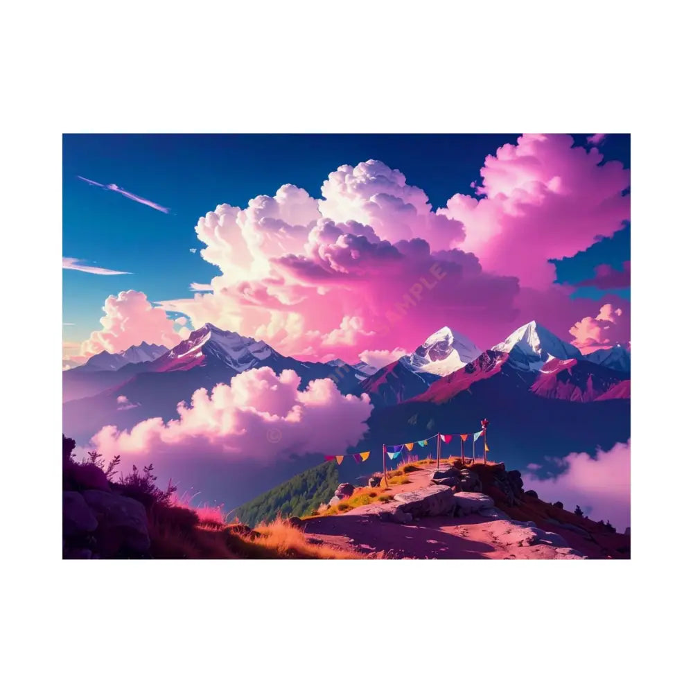 Himalayan Dreamscape: Ethereal Mountain Panorama Surreal Alpine Illumination Poster 24″ x 18″ Poster