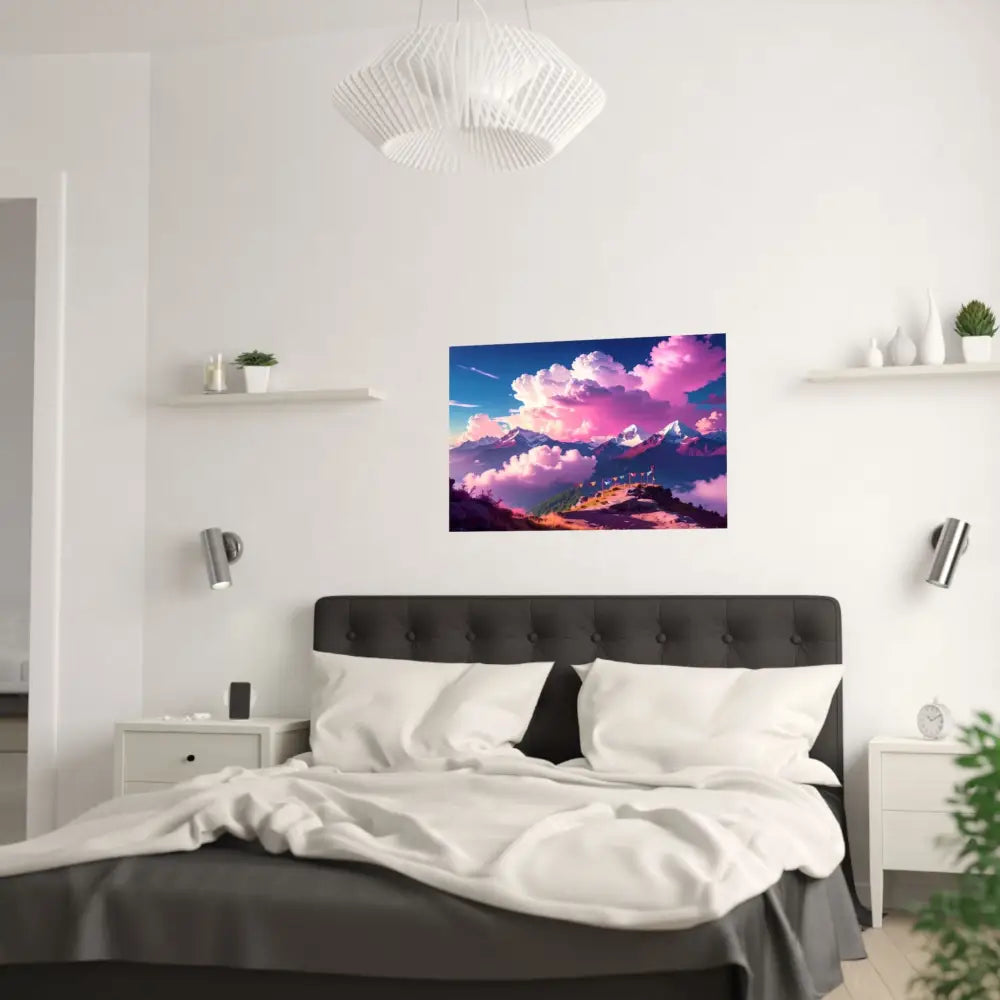 Himalayan Dreamscape: Ethereal Mountain Panorama Surreal Alpine Illumination Poster Poster