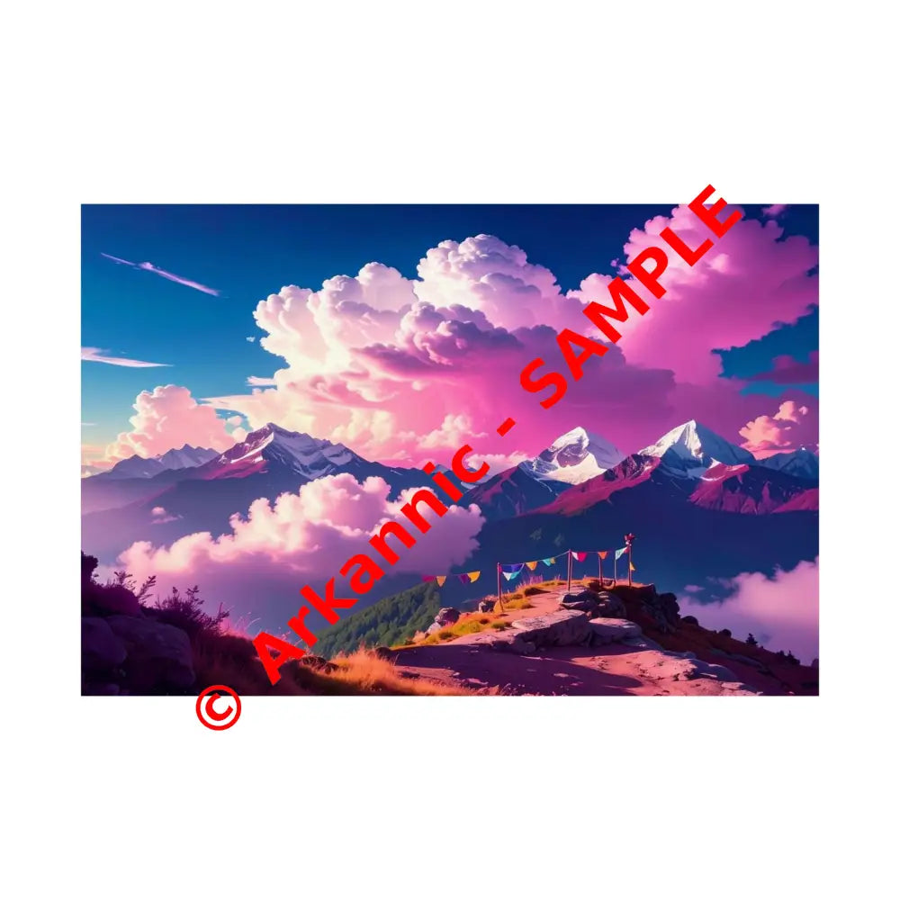 Himalayan Dreamscape: Ethereal Mountain Panorama Surreal Alpine Illumination Poster 36″ x 24″ Poster