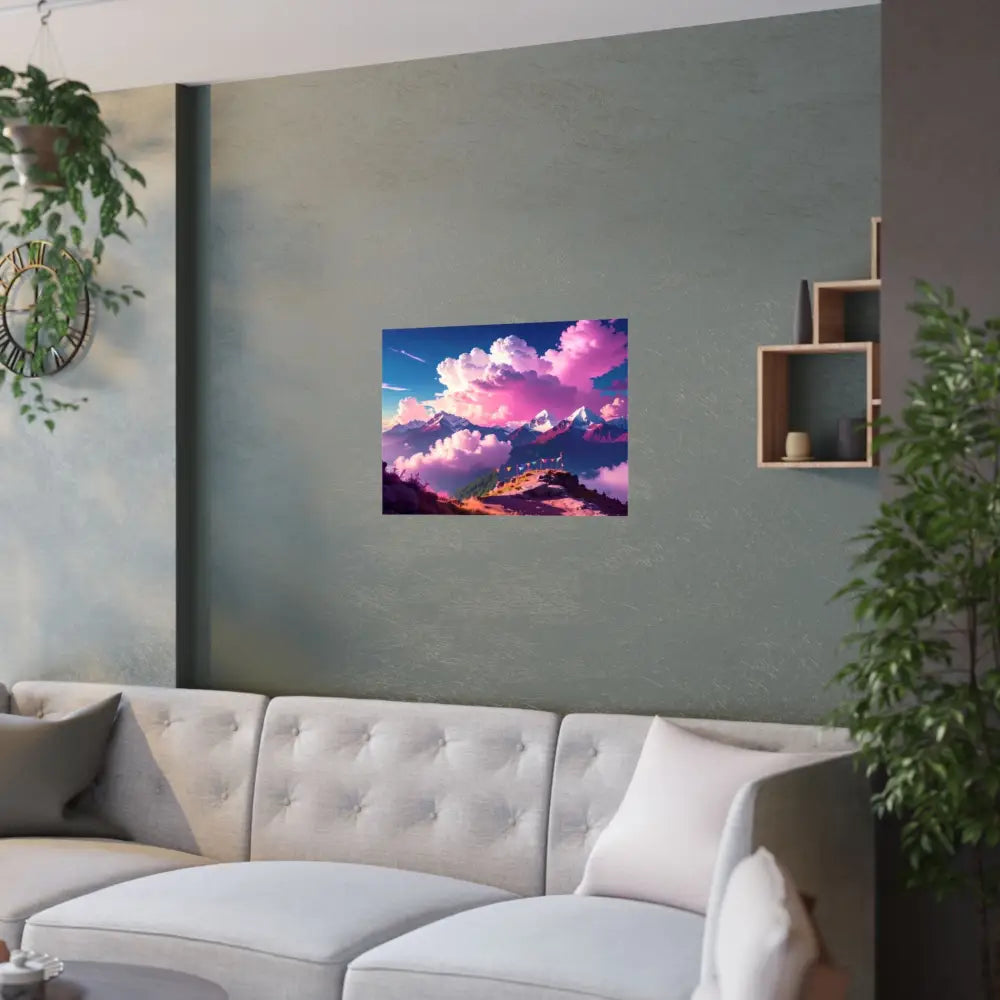 Himalayan Dreamscape: Ethereal Mountain Panorama Surreal Alpine Illumination Poster Poster