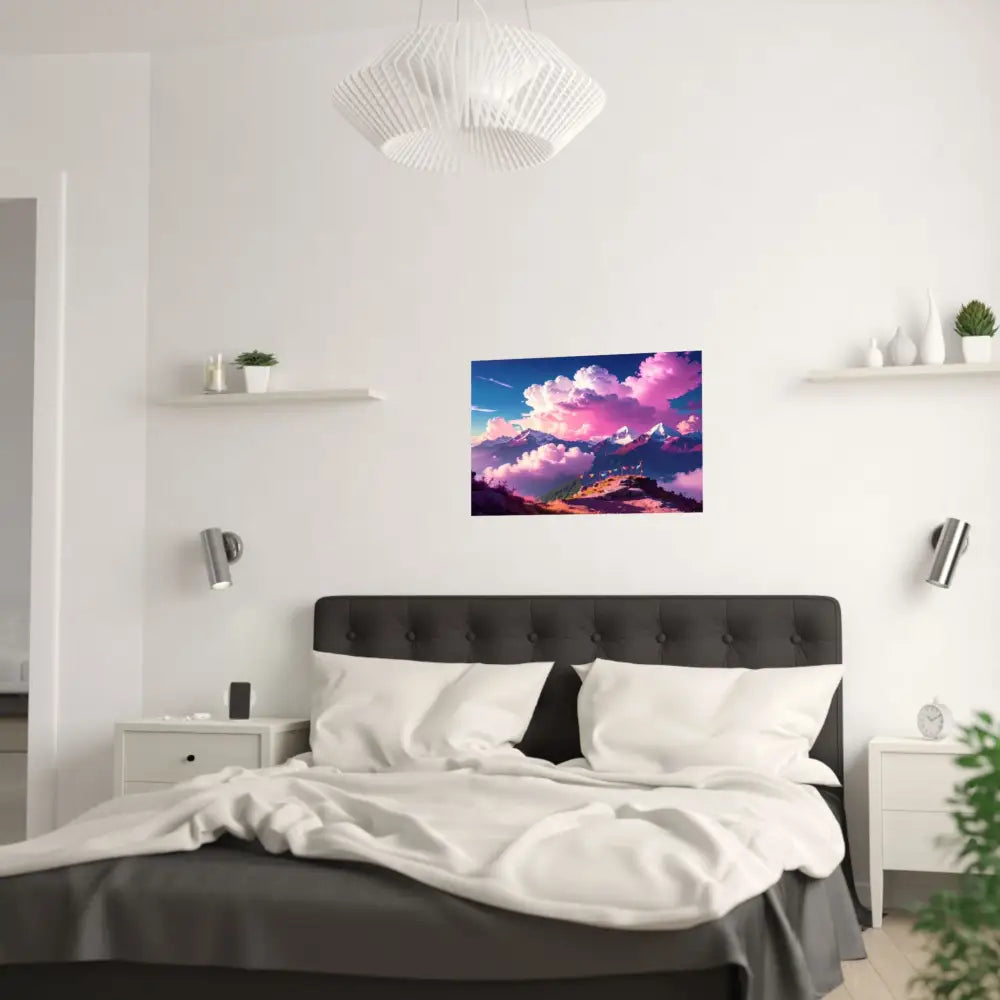 Himalayan Dreamscape: Ethereal Mountain Panorama Surreal Alpine Illumination Poster Poster