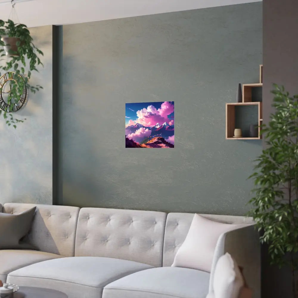Himalayan Dreamscape: Ethereal Mountain Panorama Surreal Alpine Illumination Poster Poster
