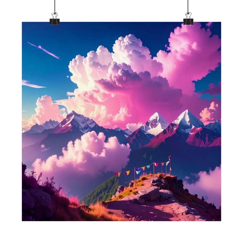 Himalayan Dreamscape: Ethereal Mountain Panorama Surreal Alpine Illumination Poster Poster