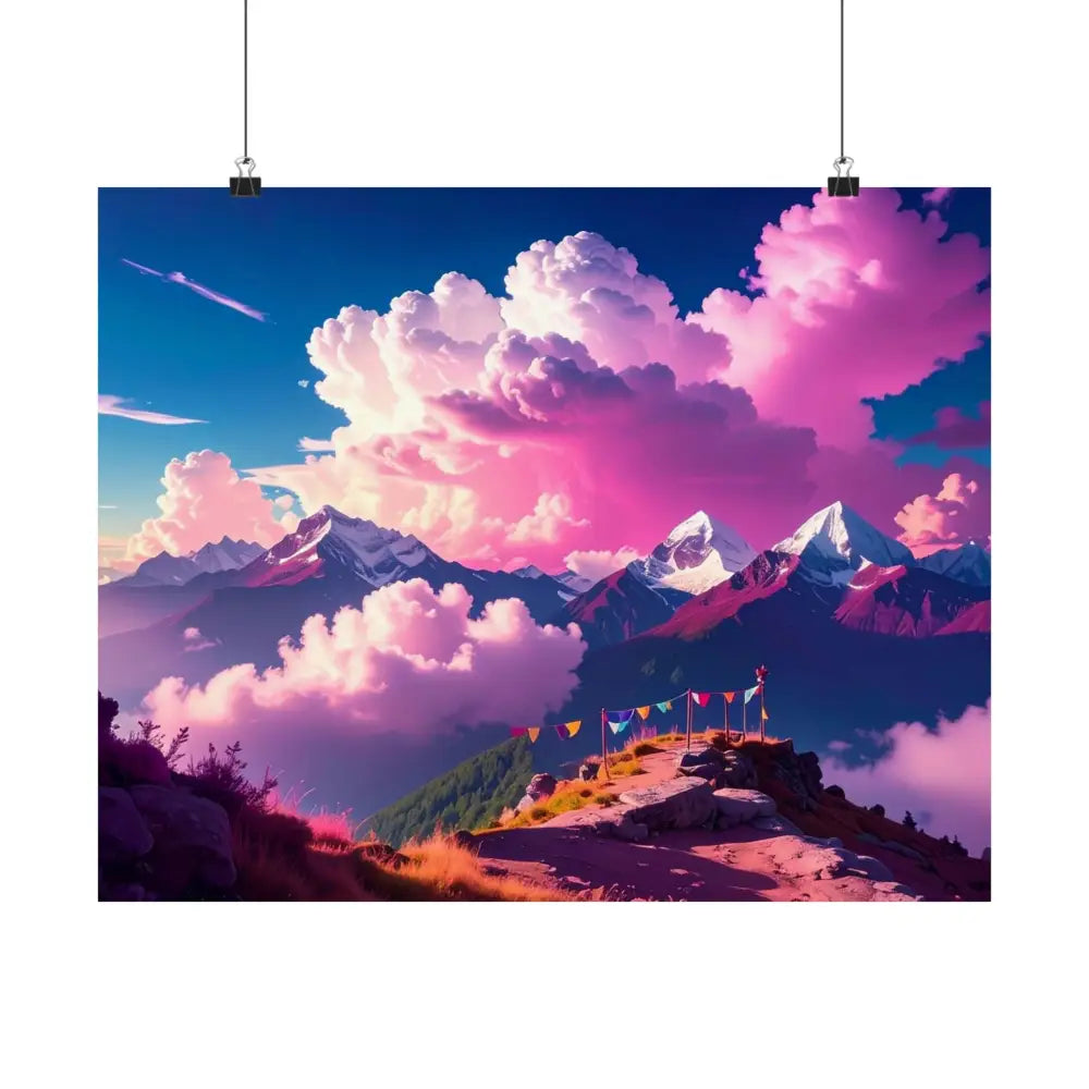 Himalayan Dreamscape: Ethereal Mountain Panorama Surreal Alpine Illumination Poster Poster