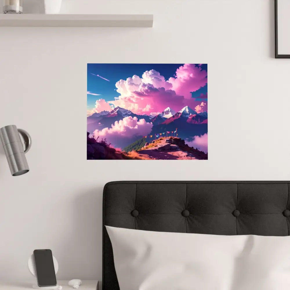 Himalayan Dreamscape: Ethereal Mountain Panorama Surreal Alpine Illumination Poster Poster