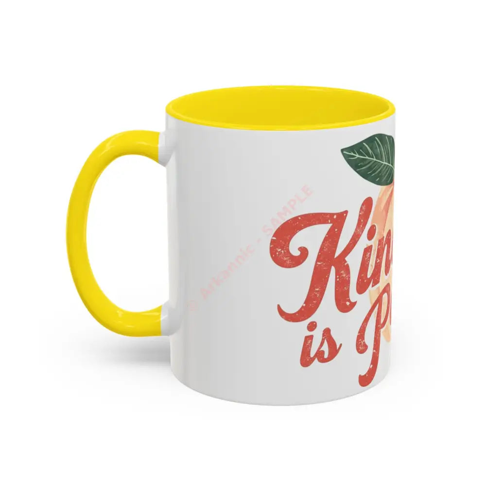 Kindness Is Peachy Coffee Mug | Positive Quote Mug | Cute Peach Design Cup for Coffee & Tea Lovers Mug