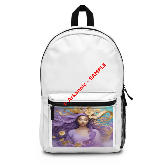 Lavender Dreams: Ethereal Portrait of a Magical Woman Fantasy Illustration Backpack One size Bags