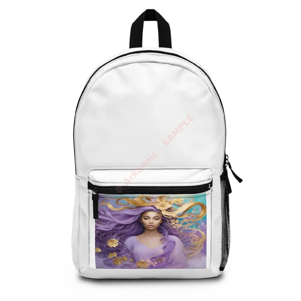 Lavender Dreams: Ethereal Portrait of a Magical Woman Fantasy Illustration Backpack One size Bags