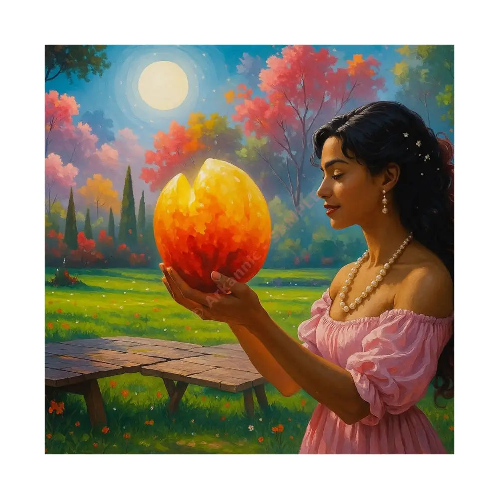 Luminous Reverie: Mystical Moonlit Maiden Ethereal Autumn Landscape Hyper-Realistic Fantasy Poster 14’’ x 14’’ Poster