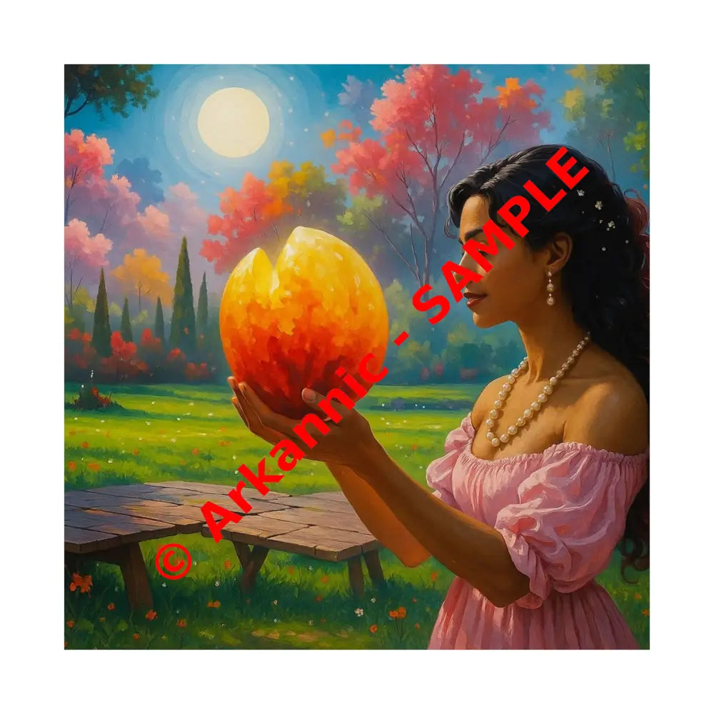 Luminous Reverie: Mystical Moonlit Maiden Ethereal Autumn Landscape Hyper-Realistic Fantasy Poster 14’’ x 14’’ Poster