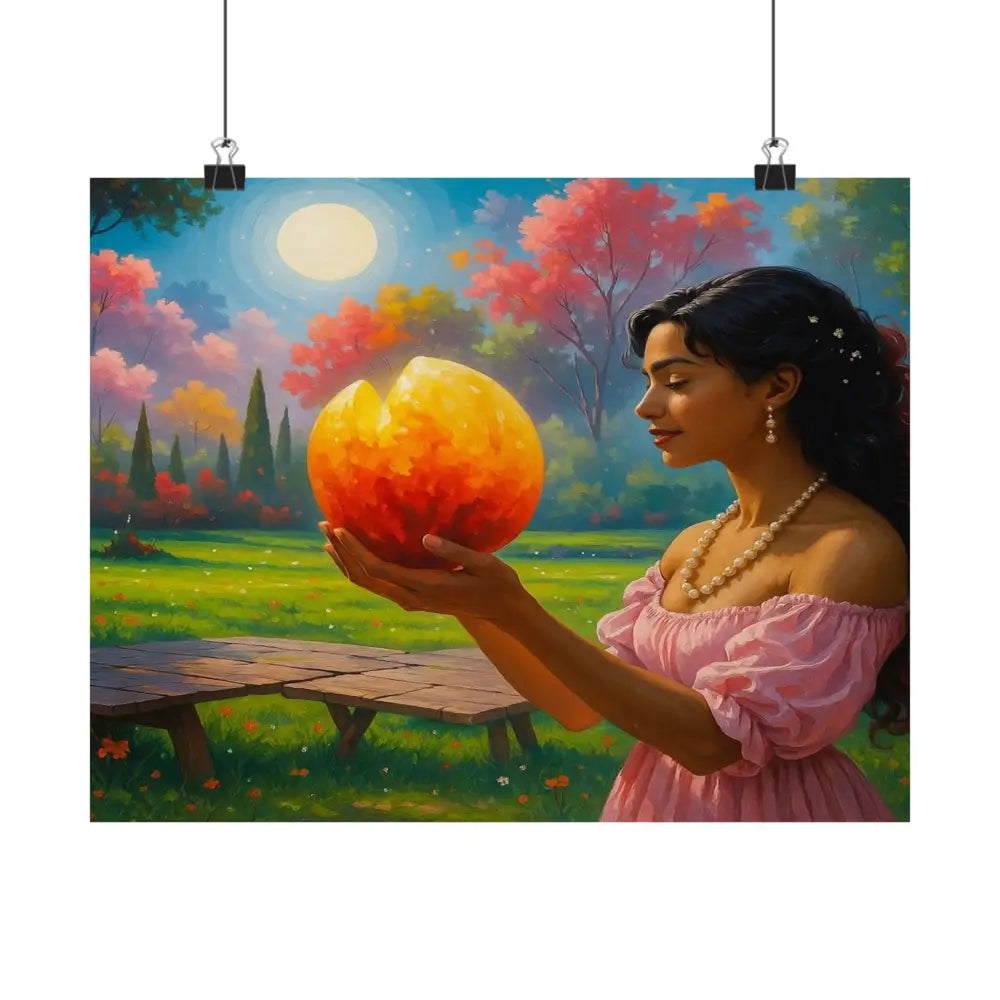 Luminous Reverie: Mystical Moonlit Maiden Ethereal Autumn Landscape Hyper-Realistic Fantasy Poster Poster