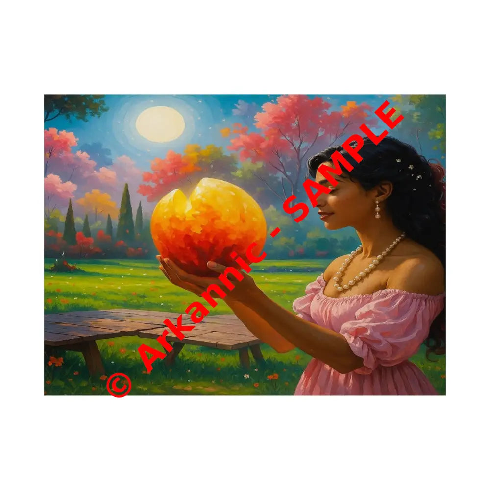 Luminous Reverie: Mystical Moonlit Maiden Ethereal Autumn Landscape Hyper-Realistic Fantasy Poster 24″ x 18″ Poster