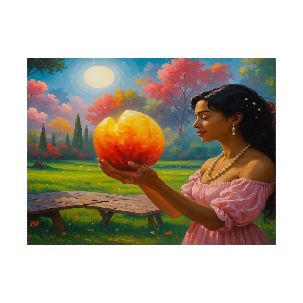 Luminous Reverie: Mystical Moonlit Maiden Ethereal Autumn Landscape Hyper-Realistic Fantasy Poster 24″ x 18″ Poster