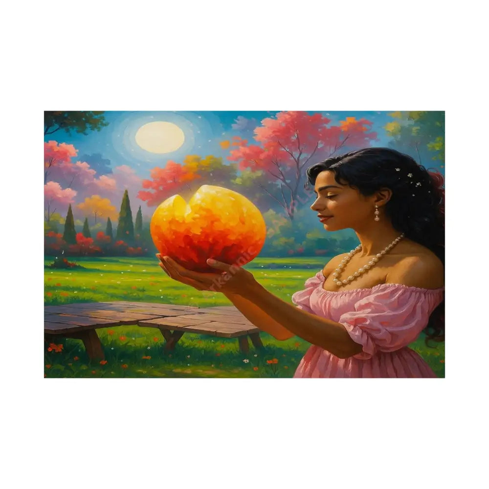 Luminous Reverie: Mystical Moonlit Maiden Ethereal Autumn Landscape Hyper-Realistic Fantasy Poster 30″ x 20″ Poster
