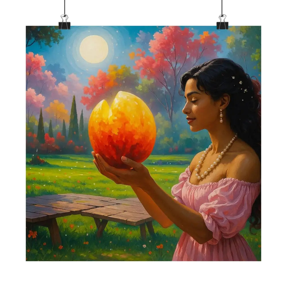 Luminous Reverie: Mystical Moonlit Maiden Ethereal Autumn Landscape Hyper-Realistic Fantasy Poster Poster