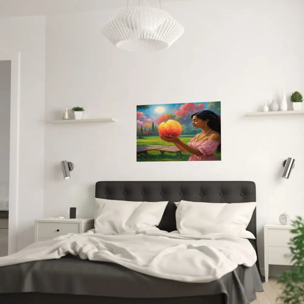 Luminous Reverie: Mystical Moonlit Maiden Ethereal Autumn Landscape Hyper-Realistic Fantasy Poster Poster