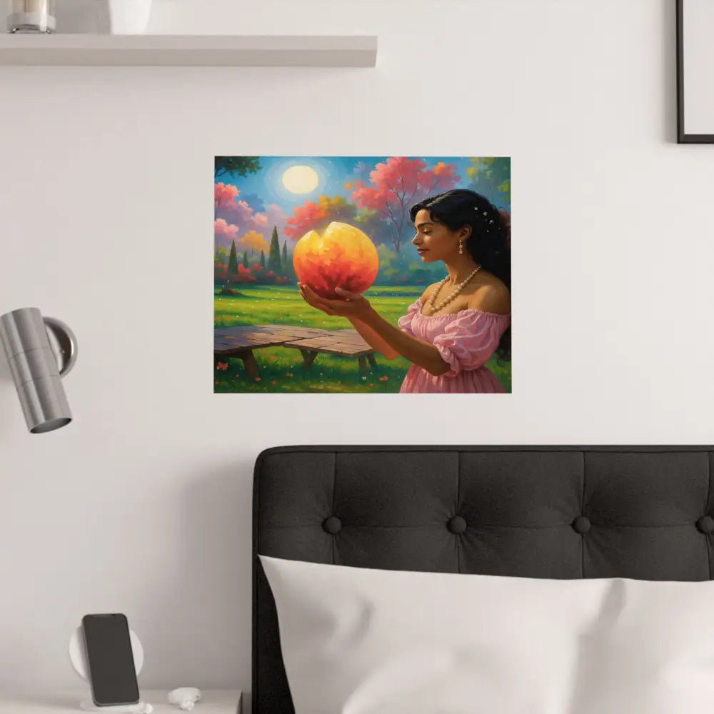Luminous Reverie: Mystical Moonlit Maiden Ethereal Autumn Landscape Hyper-Realistic Fantasy Poster Poster