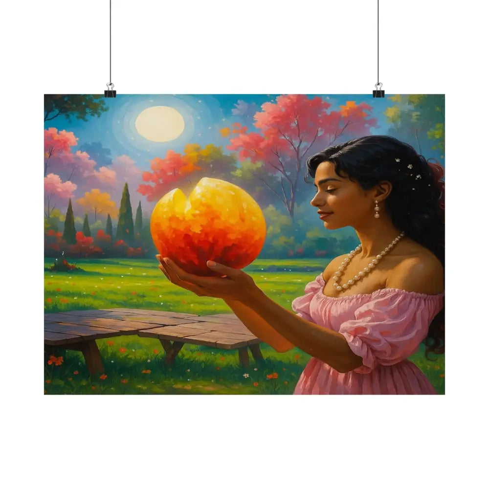 Luminous Reverie: Mystical Moonlit Maiden Ethereal Autumn Landscape Hyper-Realistic Fantasy Poster Poster
