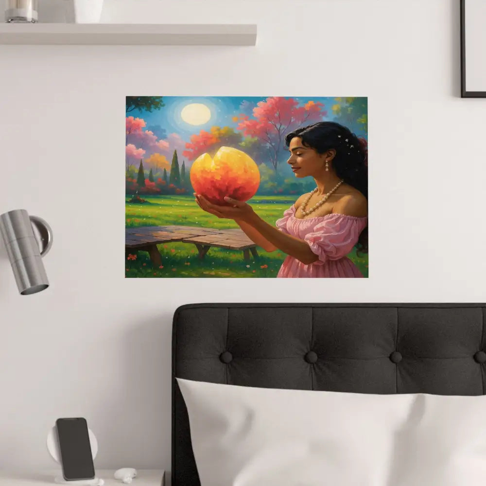 Luminous Reverie: Mystical Moonlit Maiden Ethereal Autumn Landscape Hyper-Realistic Fantasy Poster Poster
