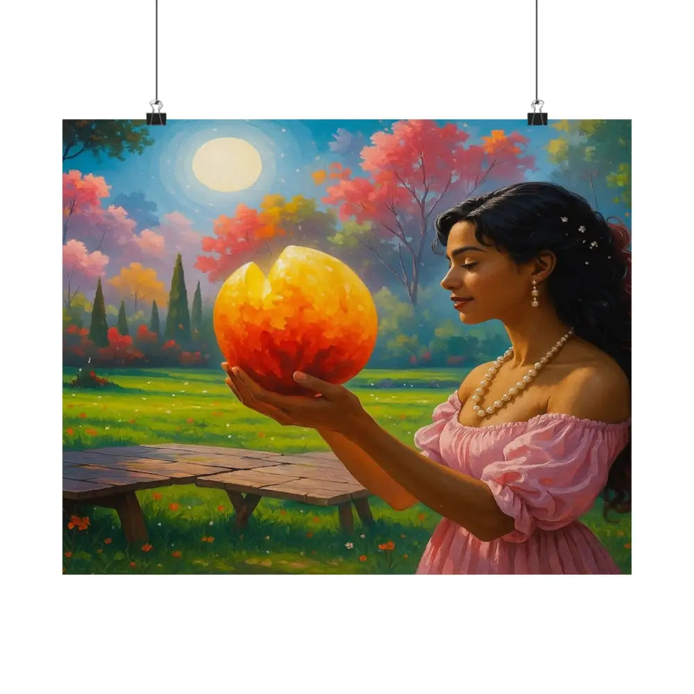 Luminous Reverie: Mystical Moonlit Maiden Ethereal Autumn Landscape Hyper-Realistic Fantasy Poster Poster