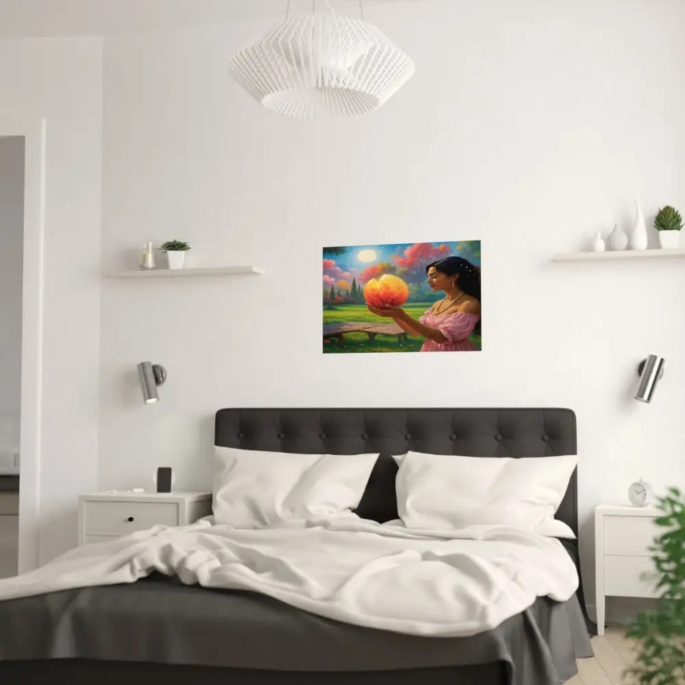 Luminous Reverie: Mystical Moonlit Maiden Ethereal Autumn Landscape Hyper-Realistic Fantasy Poster Poster