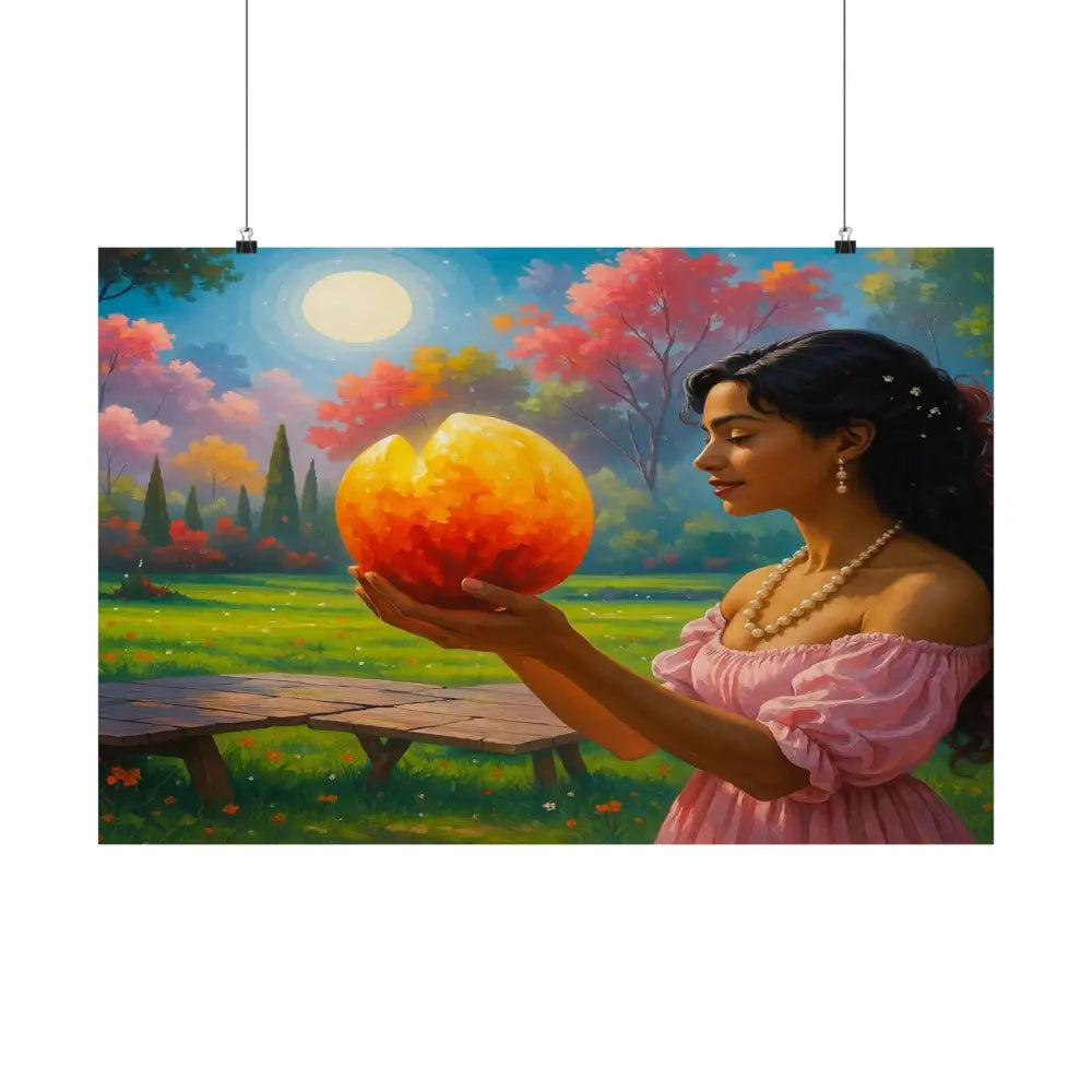 Luminous Reverie: Mystical Moonlit Maiden Ethereal Autumn Landscape Hyper-Realistic Fantasy Poster Poster
