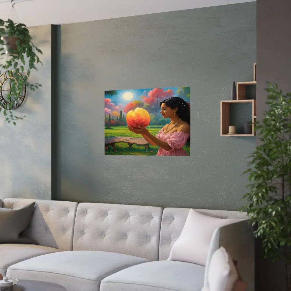 Luminous Reverie: Mystical Moonlit Maiden Ethereal Autumn Landscape Hyper-Realistic Fantasy Poster Poster