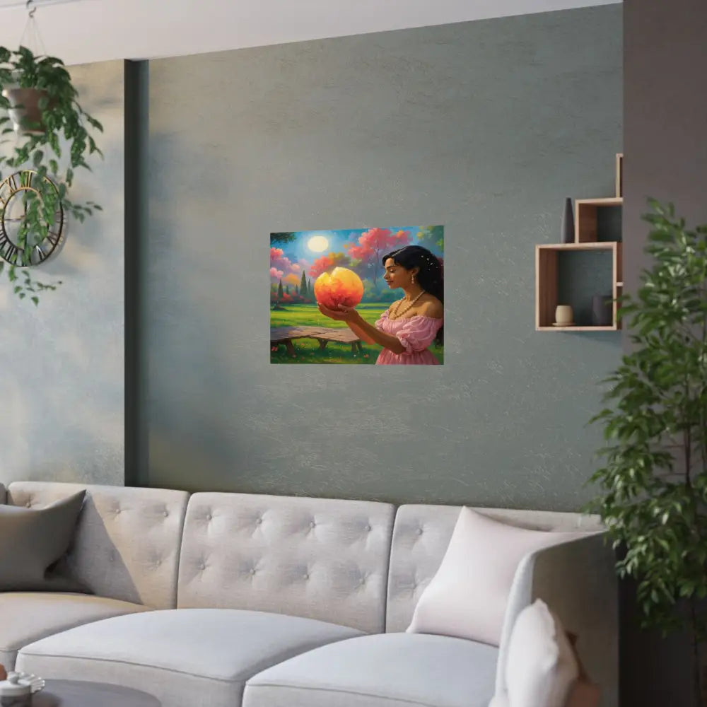 Luminous Reverie: Mystical Moonlit Maiden Ethereal Autumn Landscape Hyper-Realistic Fantasy Poster Poster