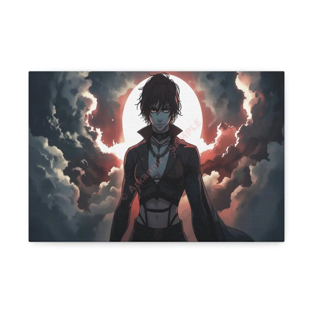 Lunar Sentinel: Stormy Silhouette Warrior Canvas Print 12’’ x 8’’ (Horizontal) / 1.5’’ Canvas