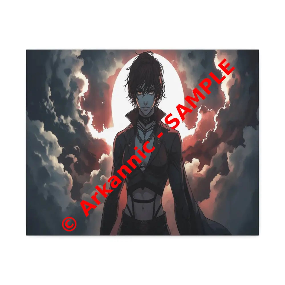 Lunar Sentinel: Stormy Silhouette Warrior Canvas Print 20″ x 16″ (Horizontal) / 1.5’’ Canvas