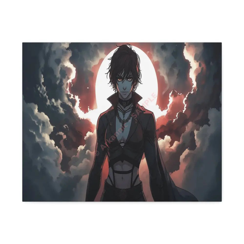 Lunar Sentinel: Stormy Silhouette Warrior Canvas Print 20″ x 16″ (Horizontal) / 1.5’’ Canvas