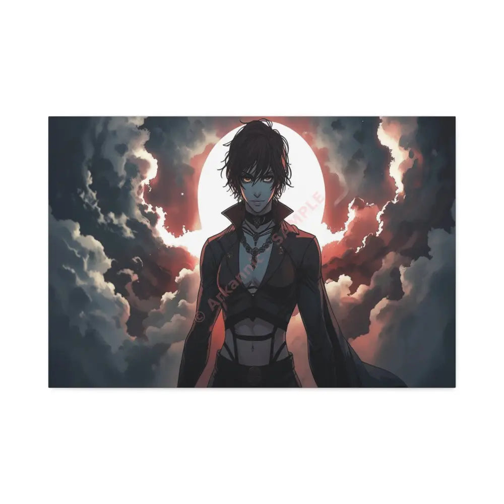 Lunar Sentinel: Stormy Silhouette Warrior Canvas Print 30″ x 20″ (Horizontal) / 1.5’’ Canvas