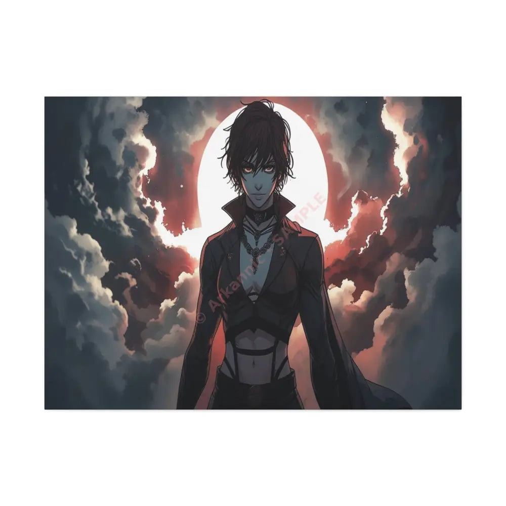Lunar Sentinel: Stormy Silhouette Warrior Canvas Print 40’’ x 30’’ (Horizontal) / 1.5’’ Canvas