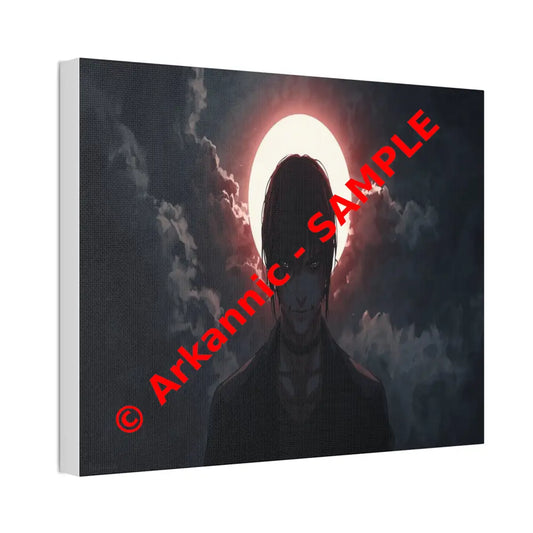 Lunar Solitude: Moonlight Silhouette Dark Fantasy Digital Art Canvas Print Canvas