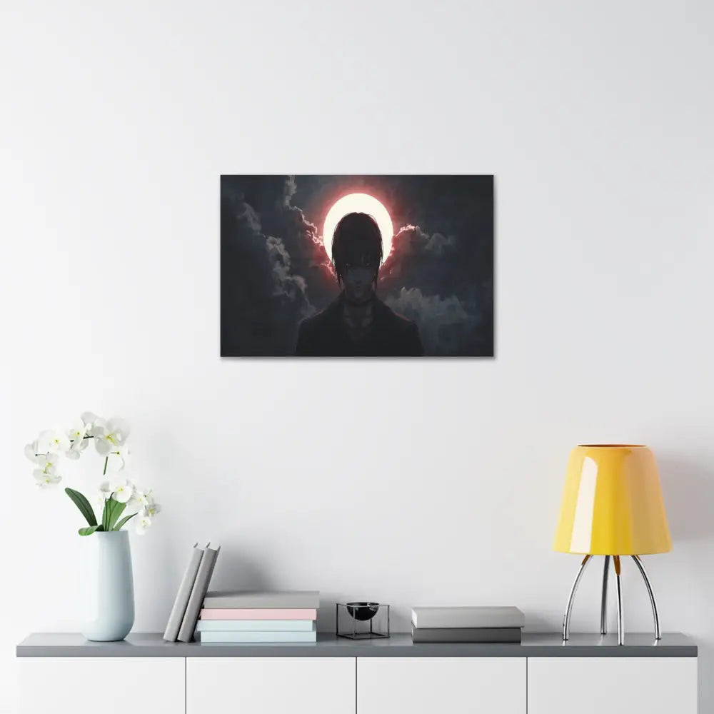 Lunar Solitude: Moonlight Silhouette Dark Fantasy Digital Art Canvas Print Canvas