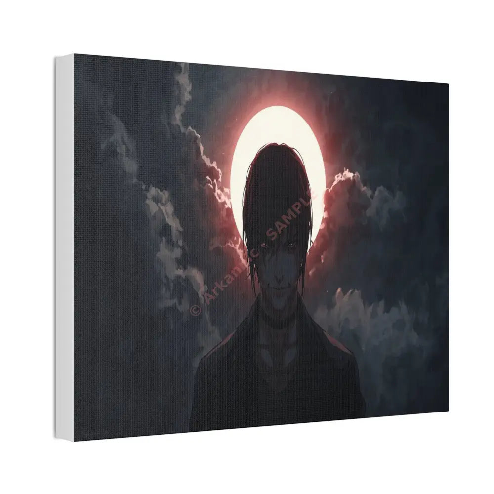 Lunar Solitude: Moonlight Silhouette Dark Fantasy Digital Art Canvas Print Canvas