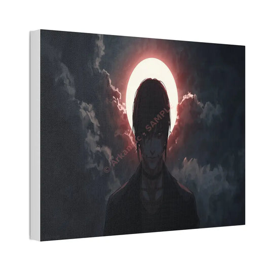 Lunar Solitude: Moonlight Silhouette Dark Fantasy Digital Art Canvas Print Canvas