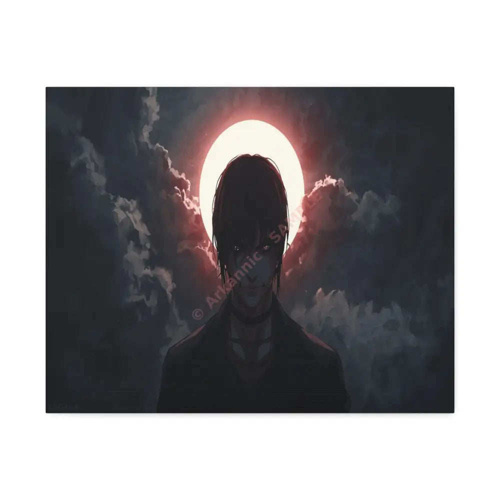 Lunar Solitude: Moonlight Silhouette Dark Fantasy Digital Art Canvas Print 20″ x 16″ (Horizontal) / 1.5’’ Canvas