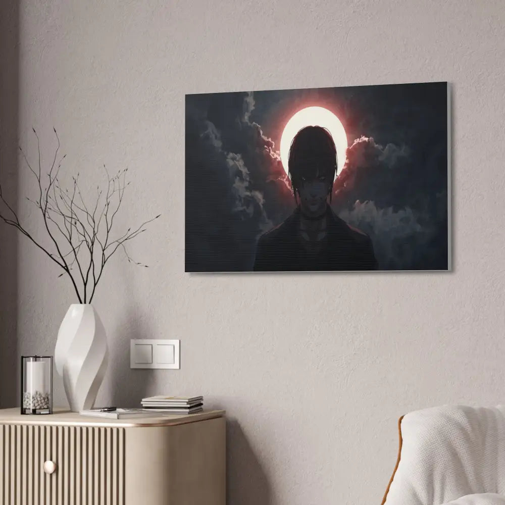 Lunar Solitude: Moonlight Silhouette Dark Fantasy Digital Art Canvas Print Canvas