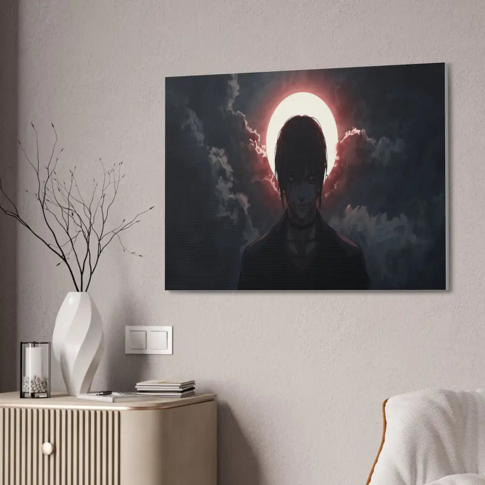 Lunar Solitude: Moonlight Silhouette Dark Fantasy Digital Art Canvas Print Canvas