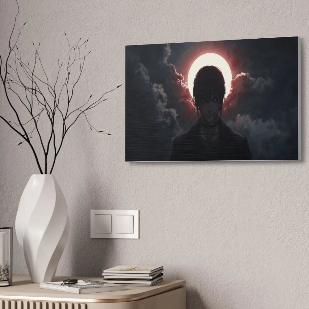 Lunar Solitude: Moonlight Silhouette Dark Fantasy Digital Art Canvas Print Canvas