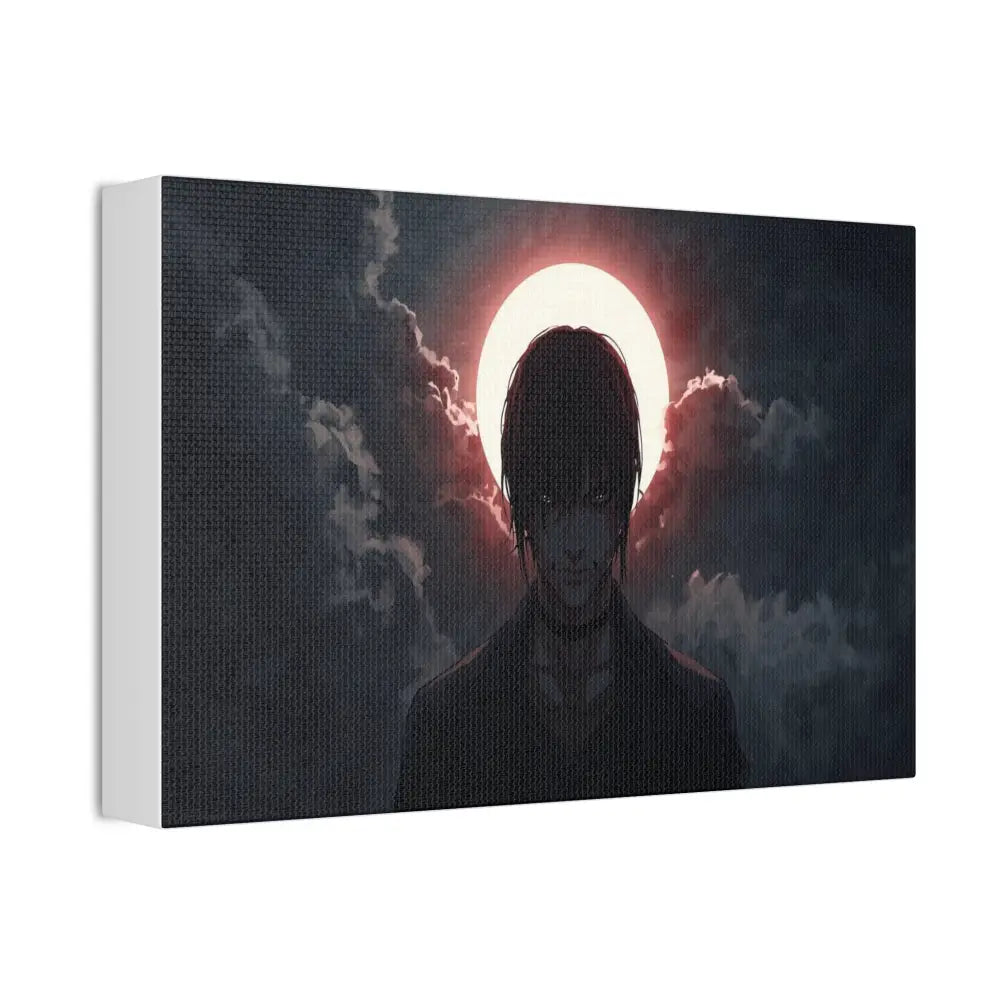 Lunar Solitude: Moonlight Silhouette Dark Fantasy Digital Art Canvas Print Canvas