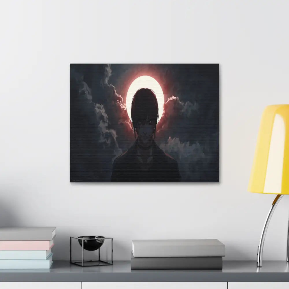 Lunar Solitude: Moonlight Silhouette Dark Fantasy Digital Art Canvas Print Canvas
