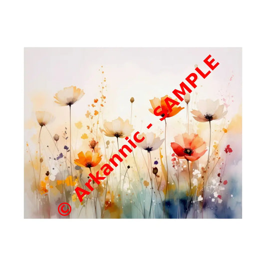 Meadow Symphony: Wildflower Watercolor Landscape Impressionist Summer Fields Poster 14″ x 11″ Poster