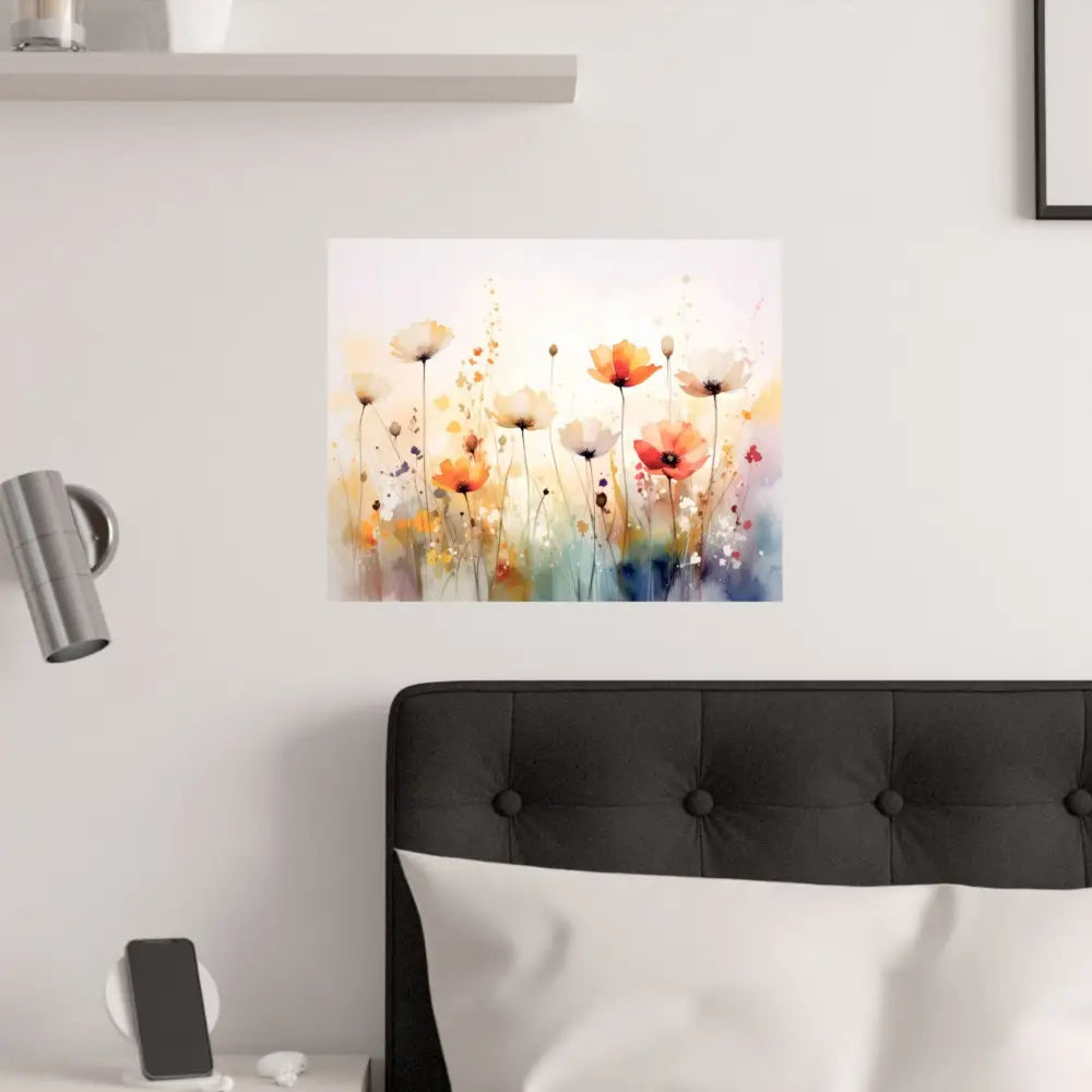 Meadow Symphony: Wildflower Watercolor Landscape Impressionist Summer Fields Poster Poster