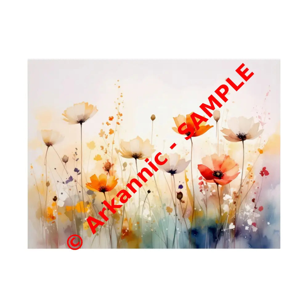 Meadow Symphony: Wildflower Watercolor Landscape Impressionist Summer Fields Poster 24″ x 18″ Poster