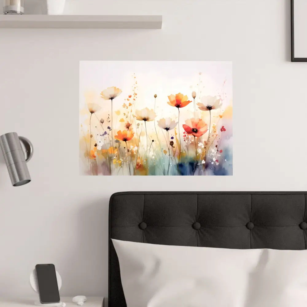 Meadow Symphony: Wildflower Watercolor Landscape Impressionist Summer Fields Poster Poster